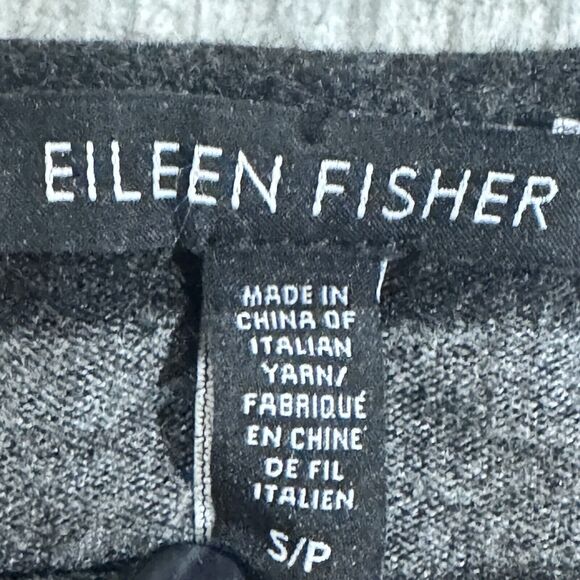 Eileen Fisher Small Black Gray Striped Long Sleeve Cozy Tunic Dress W/Pockets - Picture 6 of 9